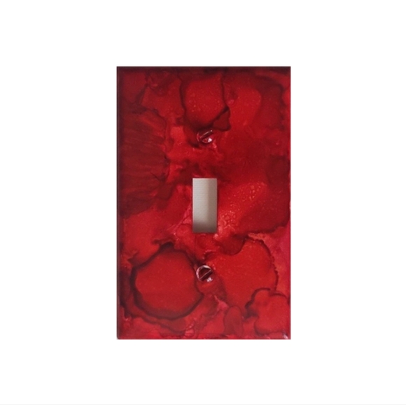 Hand Crafted Other - Hand Crafted Red Abstract Design Single Light Switch Plate
